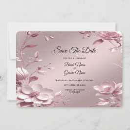 Delicate Pink Floral Frame Save The Date