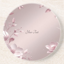 Delicate Pink Floral Sandstone Coaster Getränkeuntersetzer