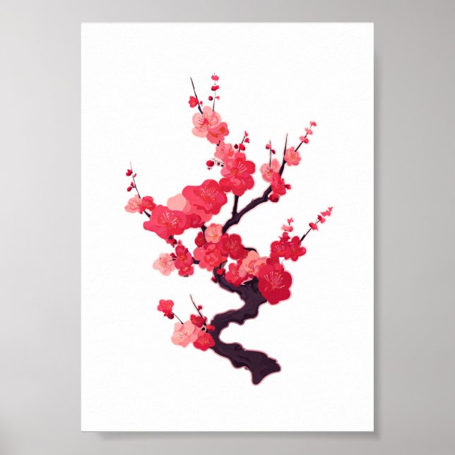 Delicate Pink Japanese Cherry Tree Twig Poster (Vorne)