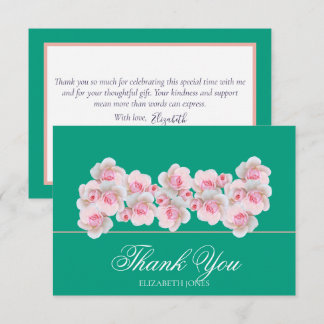 Delicate Pink Roses Floral Bridal Shower Thank You Dankeskarte