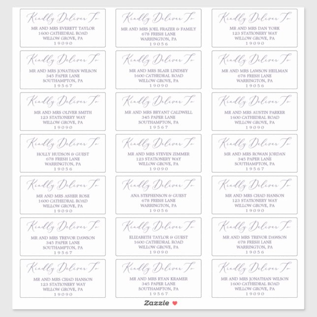 Delicate Plum Lila Guest Address Labels (Blatt)