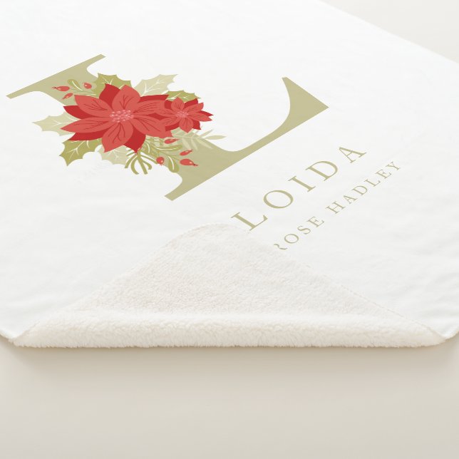 Delicate Poinsettias L Initial Christmas Girl Gift Sherpadecke (3/4)