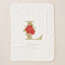Delicate Poinsettias L Initial Christmas Girl Gift Sherpadecke