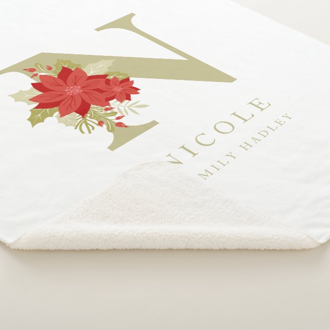 Delicate Poinsettias N Initial Christmas Girl Gift Sherpadecke (3/4)