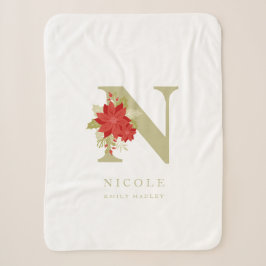 Delicate Poinsettias N Initial Christmas Girl Gift Sherpadecke