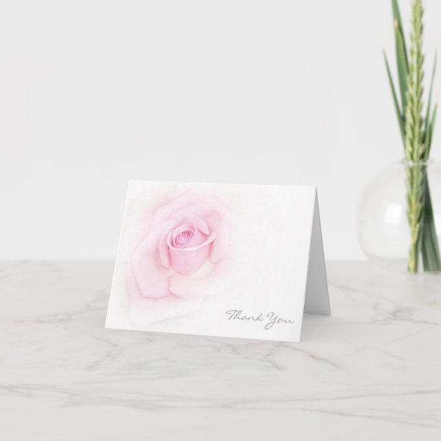 Delicate Rosa Rose Vielen Dank Anmerkungen Dankeskarte (Vorderseite)