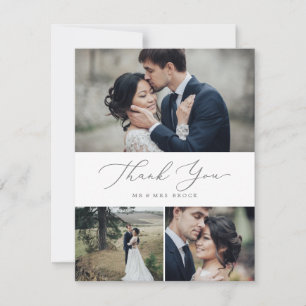 Delicate Silver Calligraphy 3 Foto Collage Dankeskarte