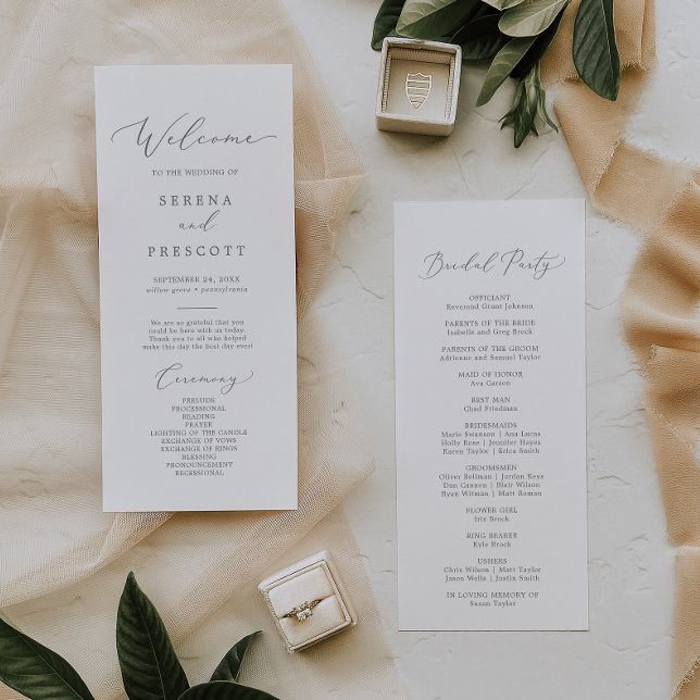 Delicate Silver Calligraphy Wedding Program Programm (Von Creator hochgeladen)