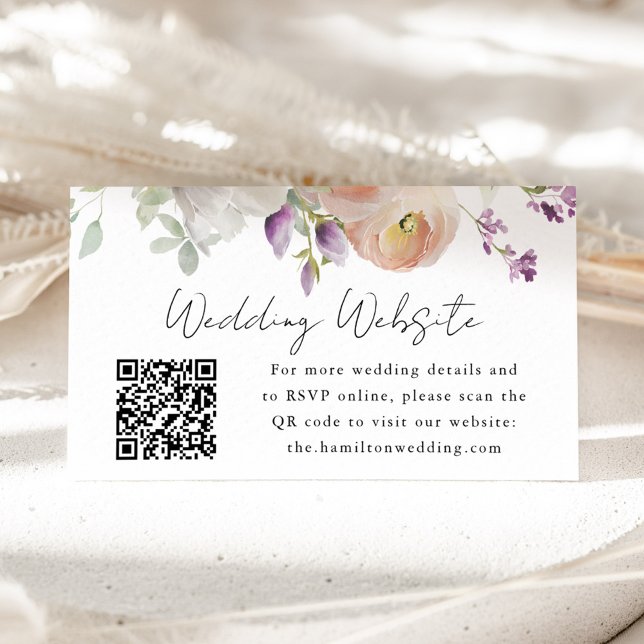 Delicate Spring Floral Wedding Website QR Code Begleitkarte (Von Creator hochgeladen)