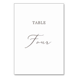 Delicate Taupe Calligraphy Table Four Tischnummer