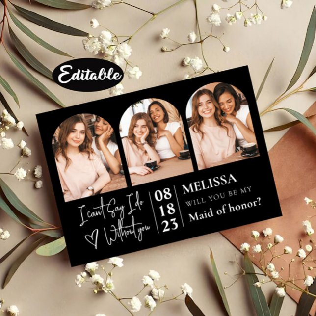 Delicate Trendy Photo Collage Bridesmaid Proposal Einladung (Von Creator hochgeladen)