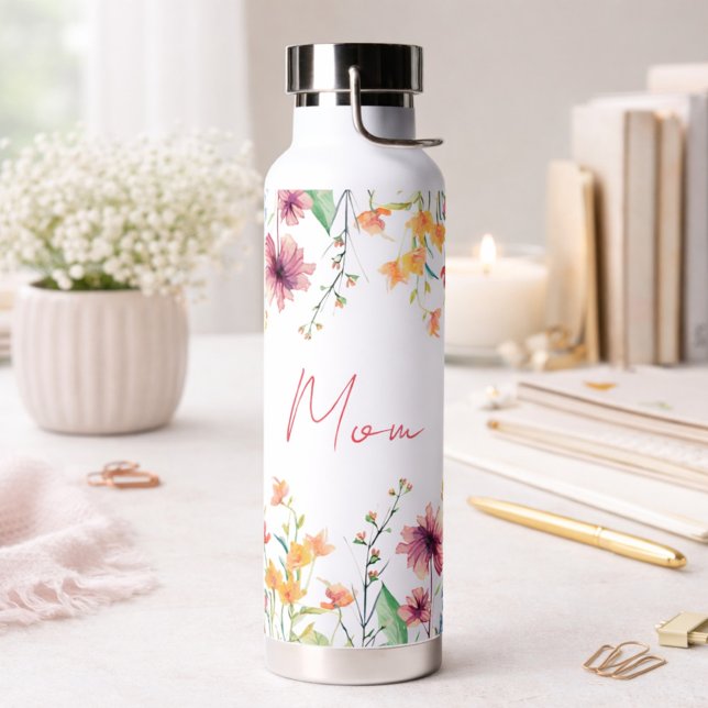Delicate Watercolor Wildflower Personalized Trinkflasche (Von Creator hochgeladen)