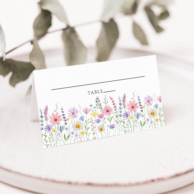 Delicate Wildflower Meadow Wedding Place Card (Von Creator hochgeladen)