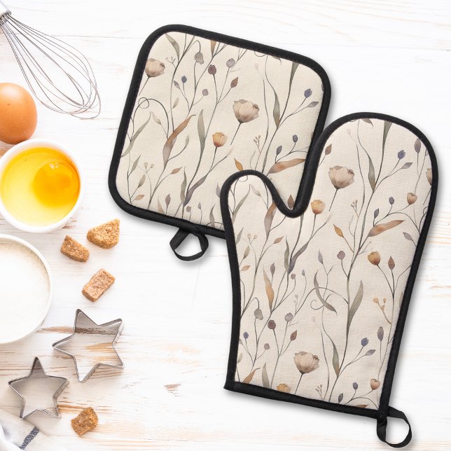 Delicate Wildflowers  Ofenhandschuh & Topflappen-Set (Von Creator hochgeladen)