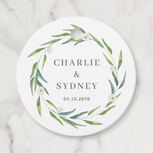 Delicate Wreath Wedding Brautparty Tags Geschenkanhänger (Vorderseite)