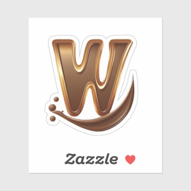 Délicieuse lettre de chocolat autocollant W (Feuille)