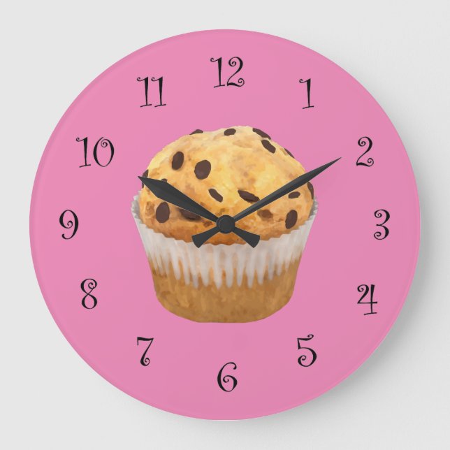 Délicieux Muffin Rose Cuisine Horloge Mur (Recto)