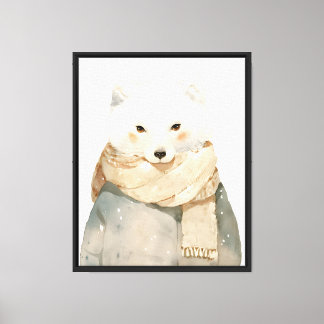 Délicieux renard arctique art mural à l'aquarelle