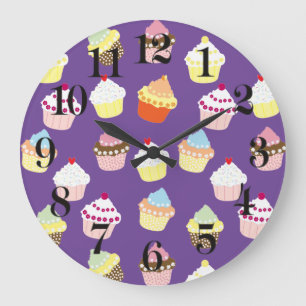 Delicious Decorated Birthday Cupcakes Große Wanduhr
