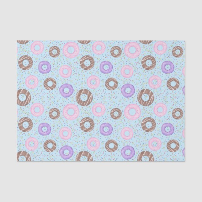 Delicious Donuts Tissue Paper on Blue Seidenpapier (Vorderseite)