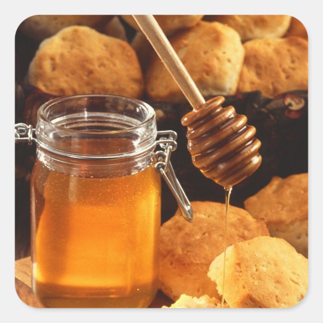 Delicious Honey Jar Quadratischer Aufkleber (Vorderseite)