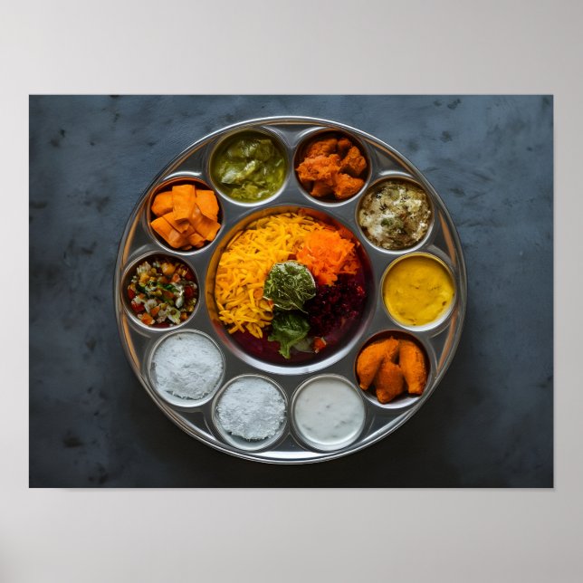 Delicious Indian Hindu Veg Thali Poster (Vorne)