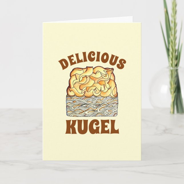 Delicious Kugel Jewish Egg Noodle Casserole Karte (Vorderseite)