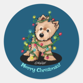 DeLighted Norwich Terrier Weihnachtsaufkleber Runder Aufkleber