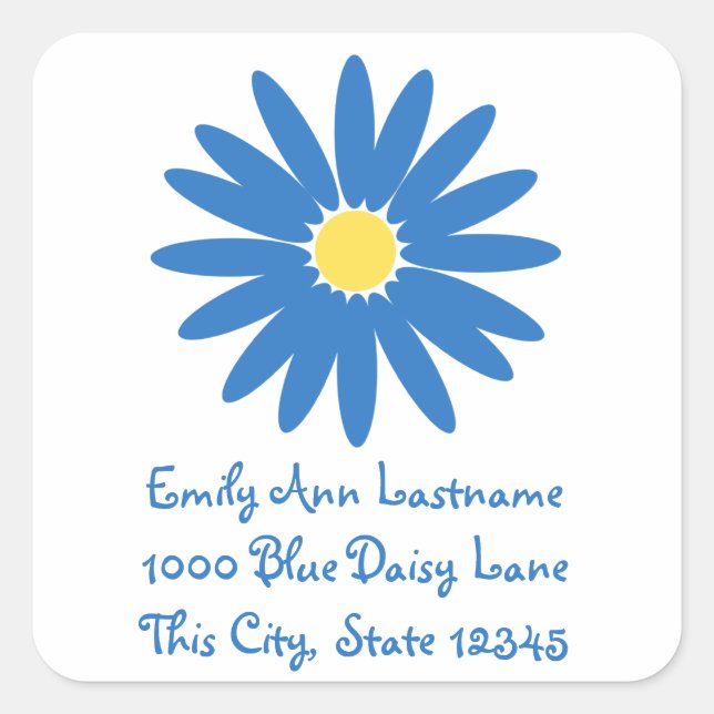 Delightful Blue Daisy Quadratischer Aufkleber (Vorderseite)