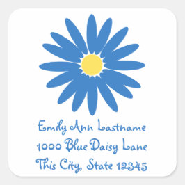 Delightful Blue Daisy Quadratischer Aufkleber