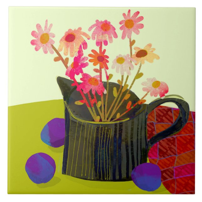 Delightful Daisis Keramik Kitchen Tile Fliese (Vorderseite)