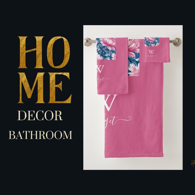 delikat blau und rosa elegant Moderne Flora Badhandtuch Set (Von Creator hochgeladen)