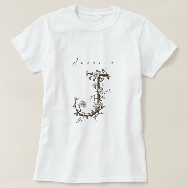 Delikat & Chic "J": Mute Jasmine Monogram T-Shirt (Design vorne)