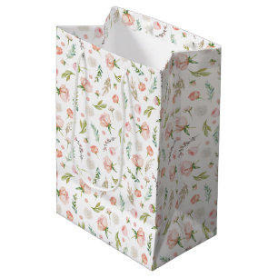 Delikat, feminin pink, floral mittlere geschenktüte
