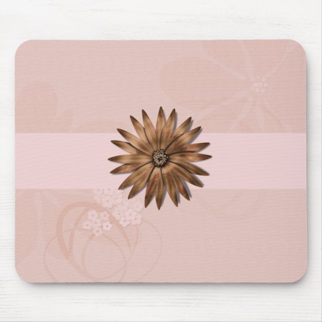 Delikate Abstrakte Blume auf hellrosa Mousepad (Vorne)