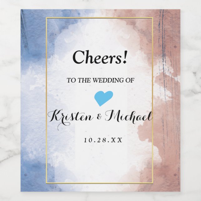 Delikate Aquarellänge auf Wellen Weinetikett (Einzelnes Label)