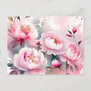 Delikate Aquarellfarben-Blume in weichrosa Postkarte