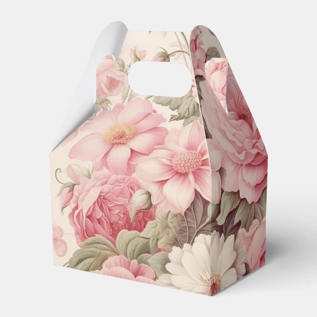Delikate Aquarellfarben Rosen & Apple Blüten Geschenkschachtel (Vorderseite)