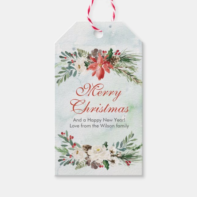 Delikate Aquarellfarben Weihnachtsgeschenke Geschenkanhänger (Vorderseite)