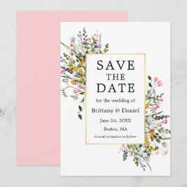 Delikate Aquarellfarben Wildblumen Rosa Blüte Save The Date