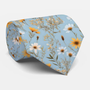 Delikate australische Wildblumen auf blau, Krawatte