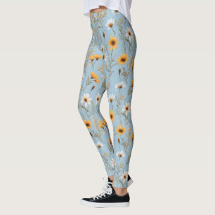 Delikate australische Wildblumen auf blau, Leggings