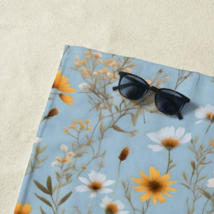 Delikate australische Wildblumen auf blau, Strandtuch