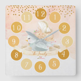 Delikate Babymütter und Vögel Kinder große Uhr