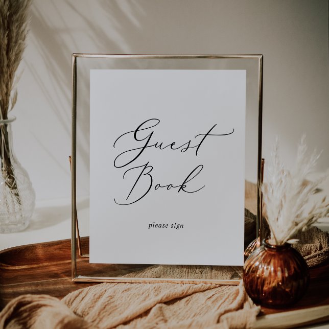 Delikate Black Calligraphy Guest Book Sign Poster (Von Creator hochgeladen)