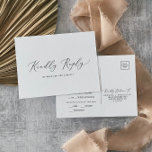 Delikate Black Calligraphy Menu UAWG Postkarte<br><div class="desc">Diese delikate schwarze Kalligraphie-Menü UAWG postcard ist perfekt für eine moderne Hochzeit. Das romantische minimalistische Design besticht durch eine hübsche und elegante schwarze Typografie auf weißem Hintergrund mit einem sauberen und schlichten Look. Diese Hochzeitskarte frage den Gästen bequem,  was sie am Empfang essen möchten.</div>