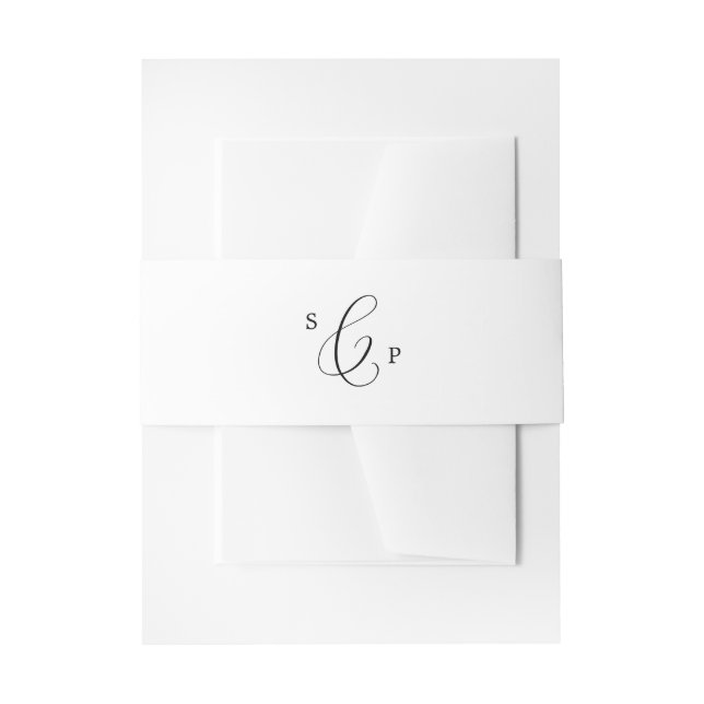 Delikate Black Calligraphy Monogram Wedding Einladungsbanderole (Vorderseite Beispiel)
