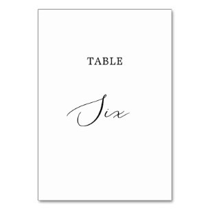 Delikate Black Calligraphy Table 6 Tischnummern