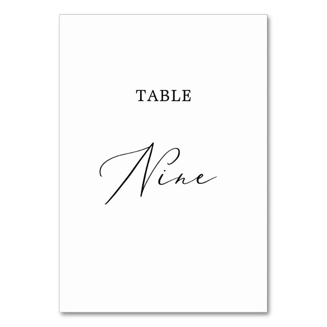 Delikate Black Calligraphy Table Nine Tischnummer (Vorderseite)