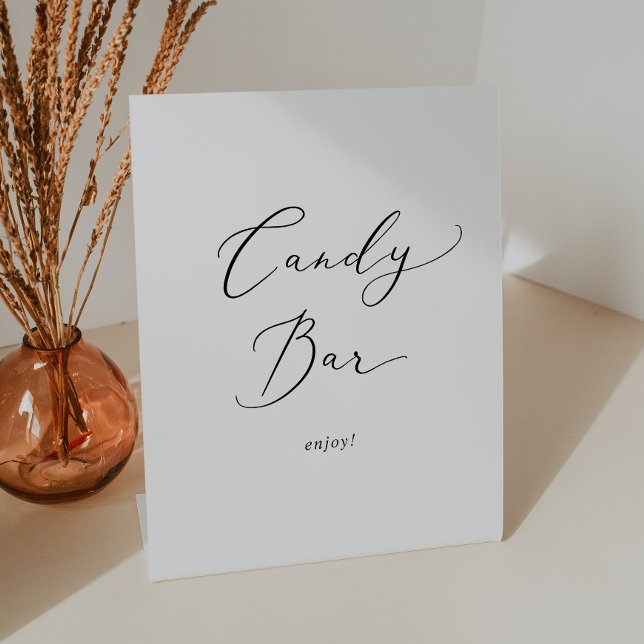 Delikate Black Calligraphy Wedding Candy Bar Sockelschild (Von Creator hochgeladen)